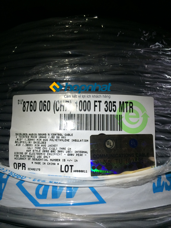 Cáp điều khiển Belden 18AWG 1PR (8760)
