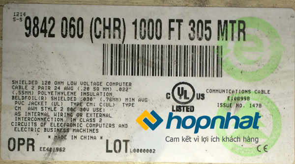 Cáp điều khiển Belden Belden 24AWG 2PR RS485 (9842)