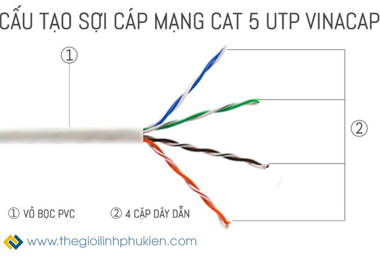 Cấu tạo của dây cáp mạng Cat5e